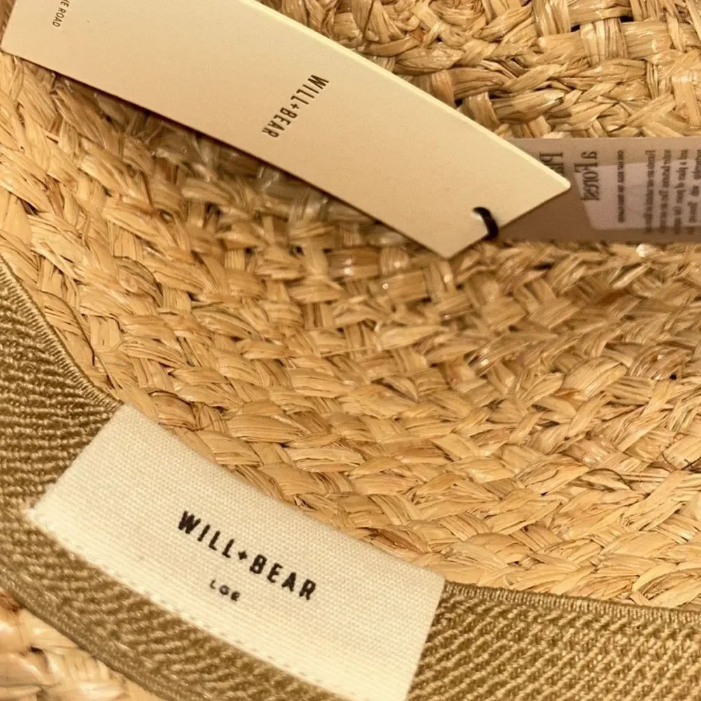 Will + Bear Tan Raffia Straw Unisex Hat(Size Large)
